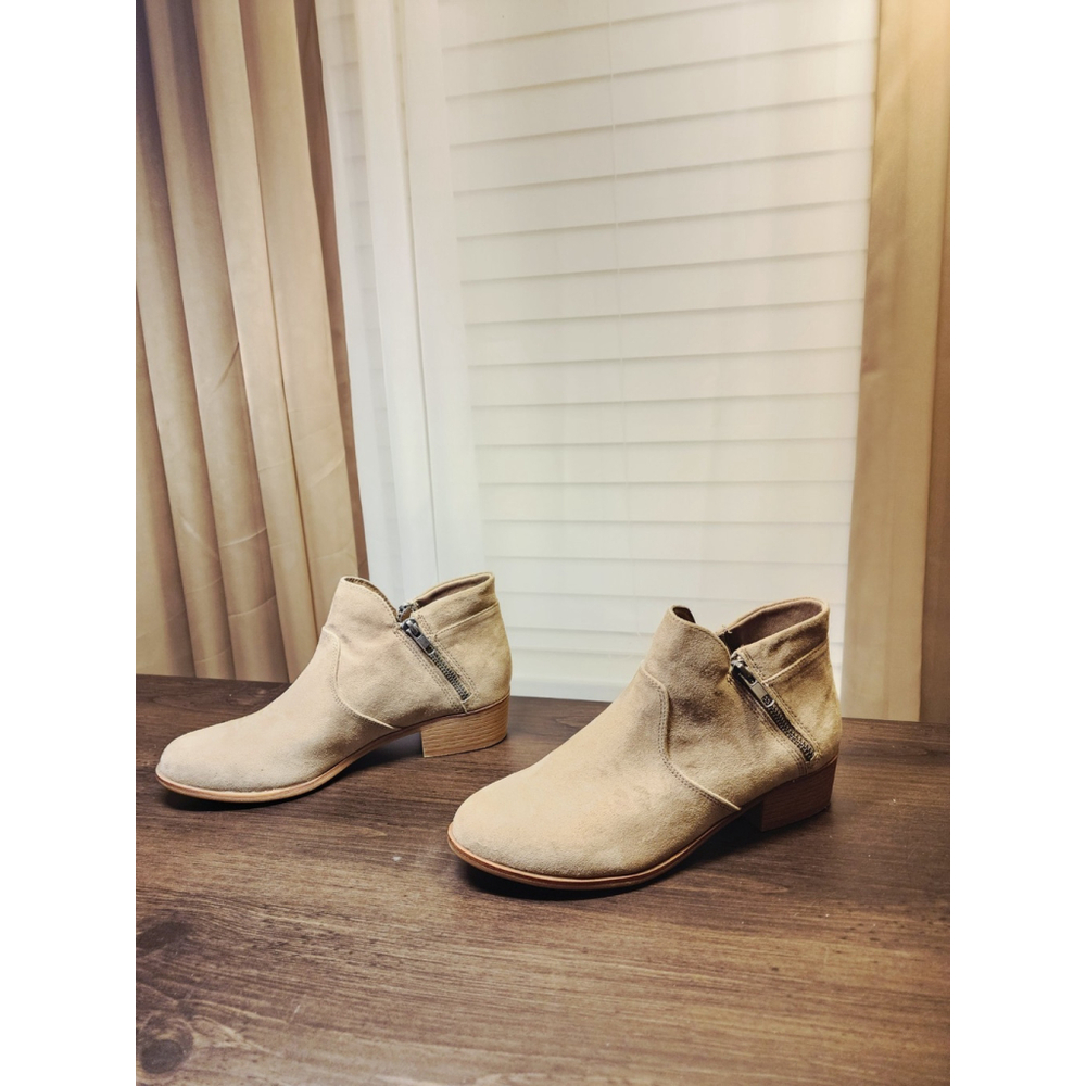 Sun + Stone Micro Suede Double Zipper Booties Boots Sz 8 M - Gray Grey - Picture 12 of 16
